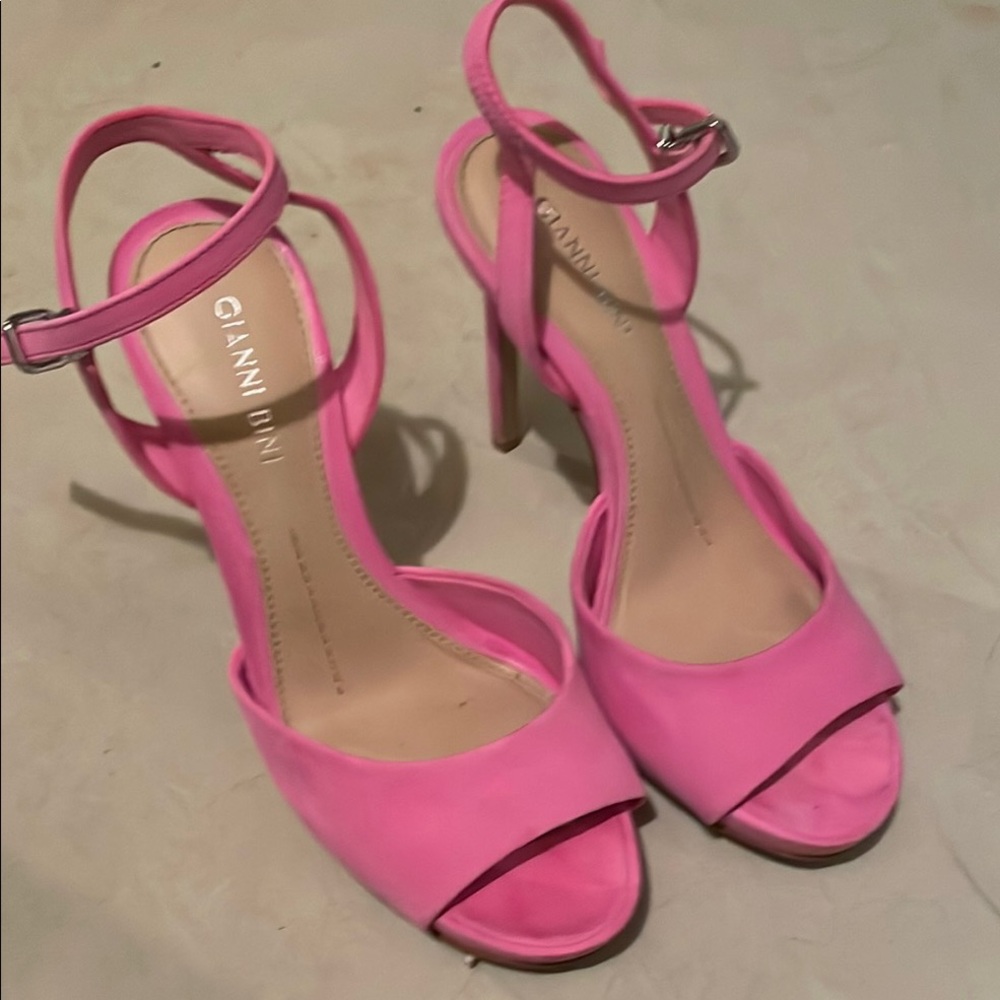 Gianni Bini Pink Satin Heels with Ankle Strap